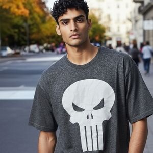 Marvel Dark Gray The Punisher Logo T-Shirt